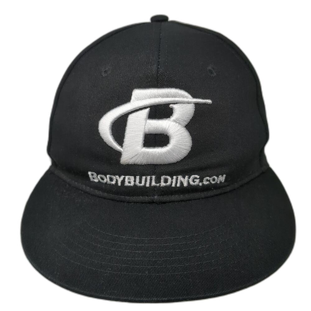 Bodybuilding Snapback Hat Black One Size Adjustable Embroidered Logo